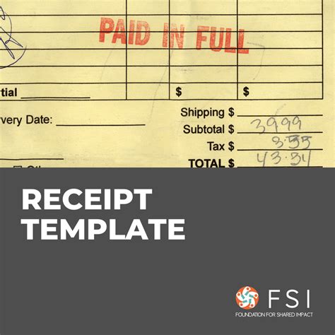 receipt template foundation  shared impact