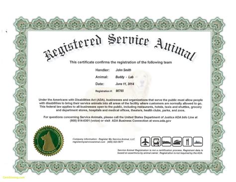 service dog certificate template atlantaauctioncocom
