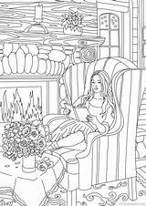 Cozy Evening Favoreads Coloring Printable Pages Adult Reserved Rights sketch template