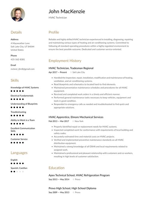 hvac technician resume examples writing tips   guide