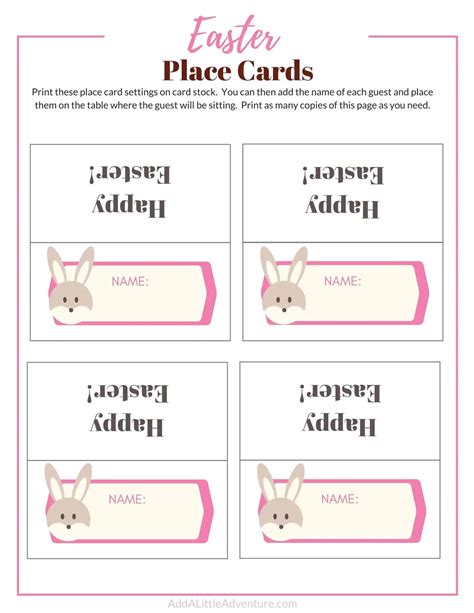 printable easter place cards add   adventure