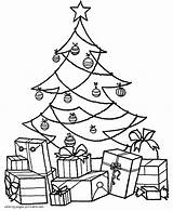Coloring Christmas Tree Presents Pages Printable Gift Easy Drawing Trees Gifts Print Color Present Big Many Worksheets Simple Holiday Kindergarten sketch template