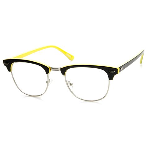 Two Tone Colorful Half Frame Clear Lens Horn Rimmed