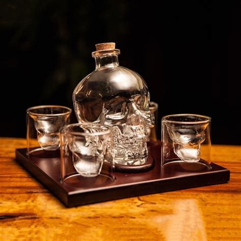 skull whiskey decanter set royal decanters touch  modern