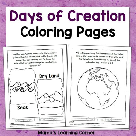 days  creation coloring pages mamas learning corner