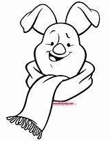 Coloring Scarf Pages Piglet Winter Wearing Disneyclips Popular Library Disney sketch template