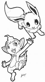 Pokemon Coloring Chimchar Pages Chibi Evie Eevee Uncolored Draw Deviantart Search Coloringhome Login sketch template