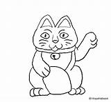 Lucky Cat Coloring Coloringcrew sketch template