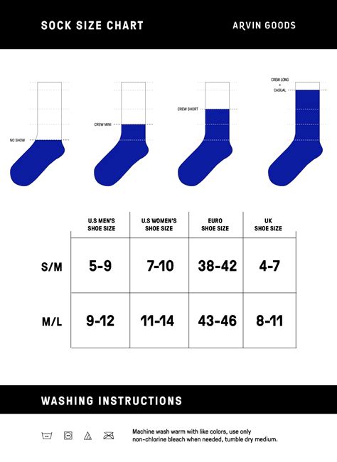 Socks Size Chart Arvin Goods