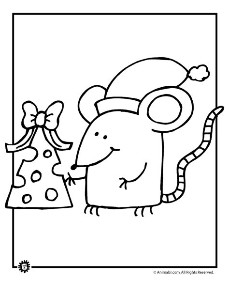 animal jr cute christmas mouse coloring page