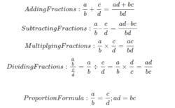basic maths formulas addition subtraction multiplication