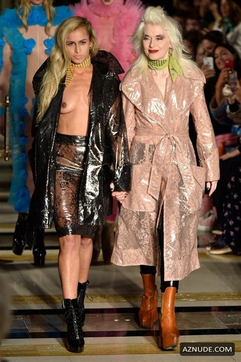 Alice Dellal Topless For Pam Hogg Show During London Fashion Week
