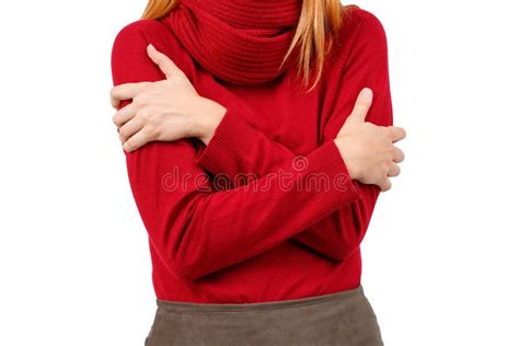 Torso Of A Girl In A Sweater And Scarf It Is Worth Hugging Oneself