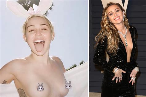 miley cyrus poses topless with two bunny emojis covering her nipples as she celebrates easter
