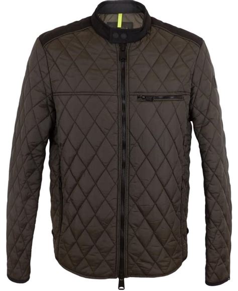 replay quilted nylon jacket in mud brown outerwear from