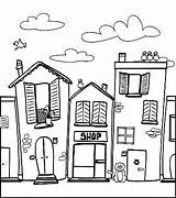 Coloring Pages Town City Neighborhood House Shop Buildings Houses Getting Barber Adult Quilts Western Colouring Getcolorings Around Printable Simple Small sketch template