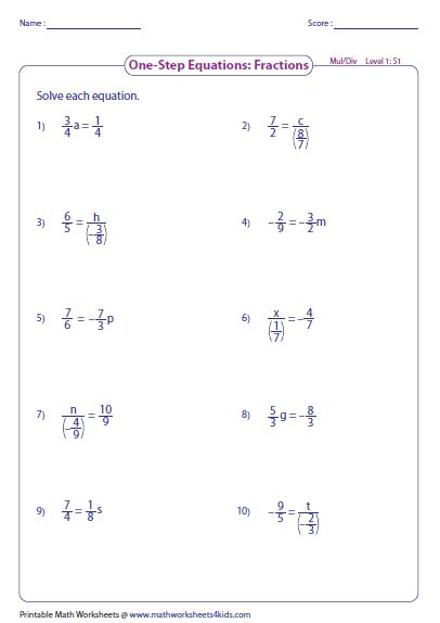 grade  solving equations  fractions worksheet askworksheet
