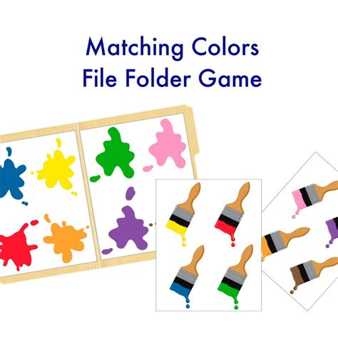 matching paint colors file folder game  kids preschool etsy
