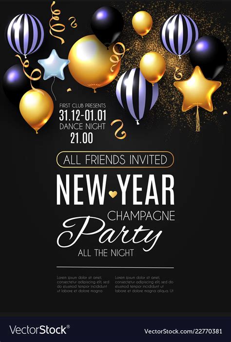 happy  year party poster template realistic vector image