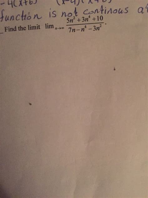 Solved Find The Limit Lim N Rightarrow Infinity 5n 2 3n 4