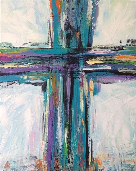 christian art painting cross vivid colors cross art painting cross