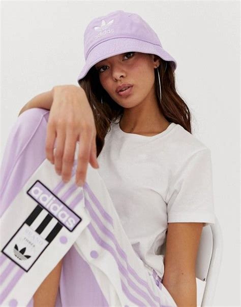 adidas originals bucket hat  lilac asos hoed outfits mode hoeden mode stijl