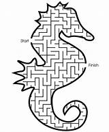 Maze Mazes Coloring Kids Pages Seahorse Hard Printable Puzzle Fish Medium Printables Puzzles Aquarium Level Sea Articles Worksheet Worksheets Bestcoloringpagesforkids sketch template