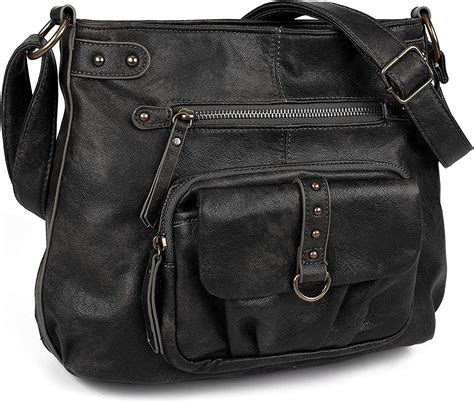 large crossbody bags  women pu washed leather   shoulder