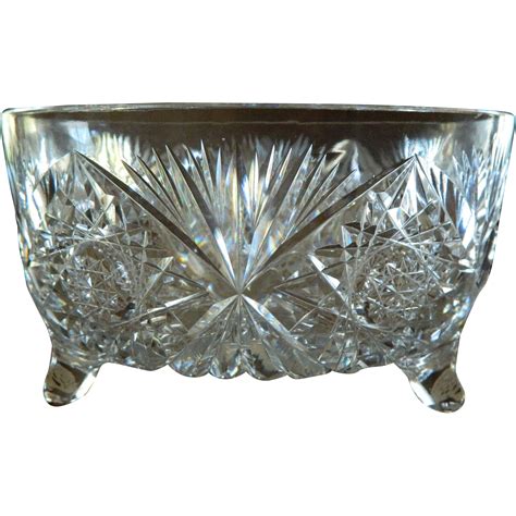 American Brilliant Cut Glass Footed Centerpiece Bowl From