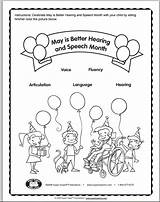 Speech Coloring Hearing Pathology Language Better Therapy Pages Month sketch template