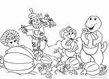 Barney Pumpkin Coloring Pages Harvest Color Friends Printable Kids sketch template