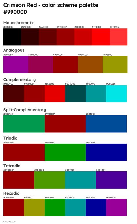 crimson red color palettes  color scheme combinations colorxscom