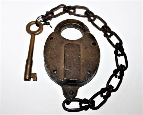 vintage eagle lock  brass railroad padlock  key solid brass