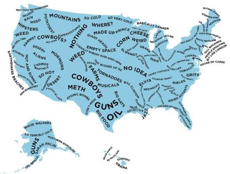 map of american stereotypes neatorama