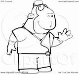Doctor Clipart Scrubs Surgeon Ape Cartoon Outlined Coloring Vector Thoman Cory Royalty sketch template