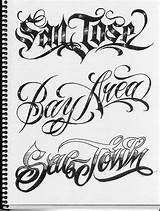Chicano Script Fonts Boog Tattoos Gangster Visitar sketch template