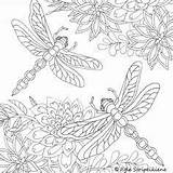 Coloring Pages Dragonfly Colouring Adult Printable Flower Adults Book Butterfly Mandala Blossoms Bursting sketch template