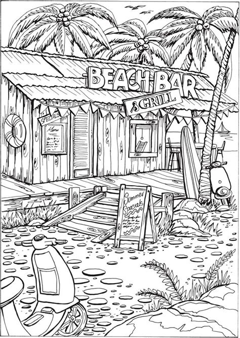 beach bar beach coloring pages printable adult coloring pages adult