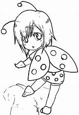 Ladybug Coloring Girl Pages sketch template