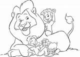 Coloring Lion Lamb sketch template