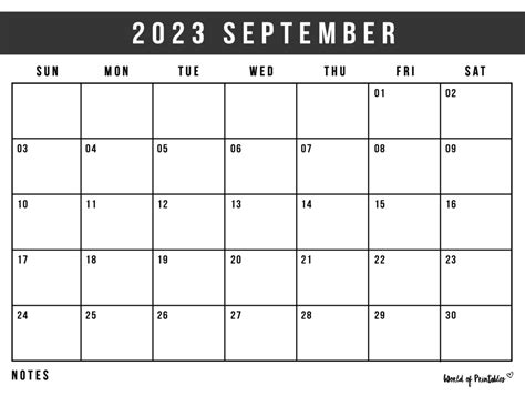 september  calendars  styles world  printables