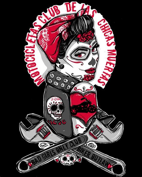Rockabilly Pin Up Tattoo Flash Day Of The Dead Girl Biker