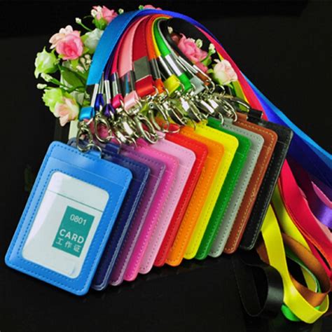 shipping pcs pu leather school office business vertical id badge