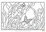 Stained Glass Coloring Pages Garden Flower Printable Flowers Supercoloring Patterns Creative Adult sketch template