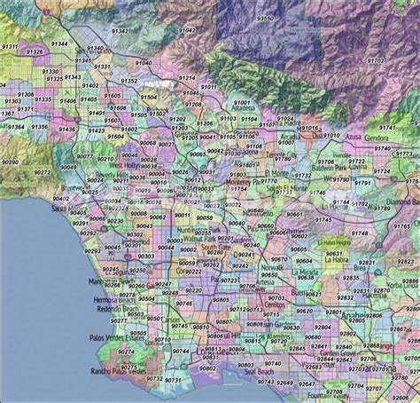 Los Angeles Map With Zip Codes – Map Vector