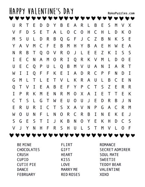 valentines day word search  printable  rokopuzzles