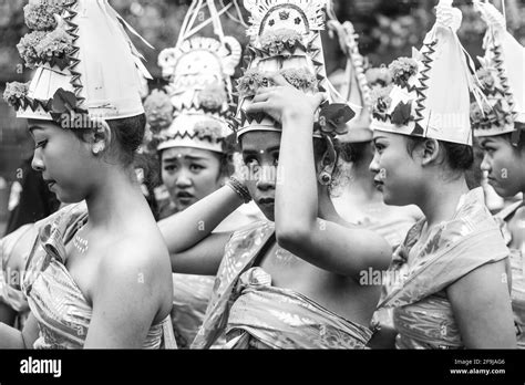 A Group Of Young Balinese Hindu Women At The Batara Turun Kabeh
