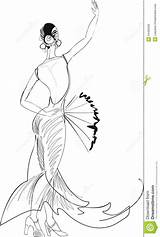 Flamenco Dancer Sketch Fan Coloring Dancers Pages Belly Stock Royalty Templates Template Spain Pasta Escolha Dançarina sketch template