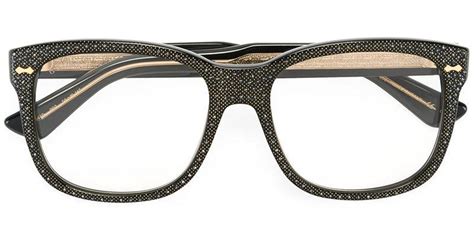 Lyst Gucci Square Frame Rhinestone Glasses In Black