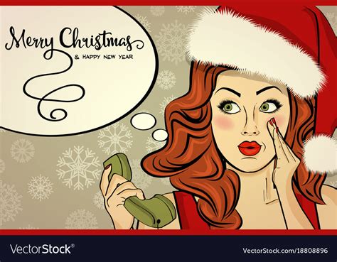 beautiful retro christmas card with sexy santa vector image